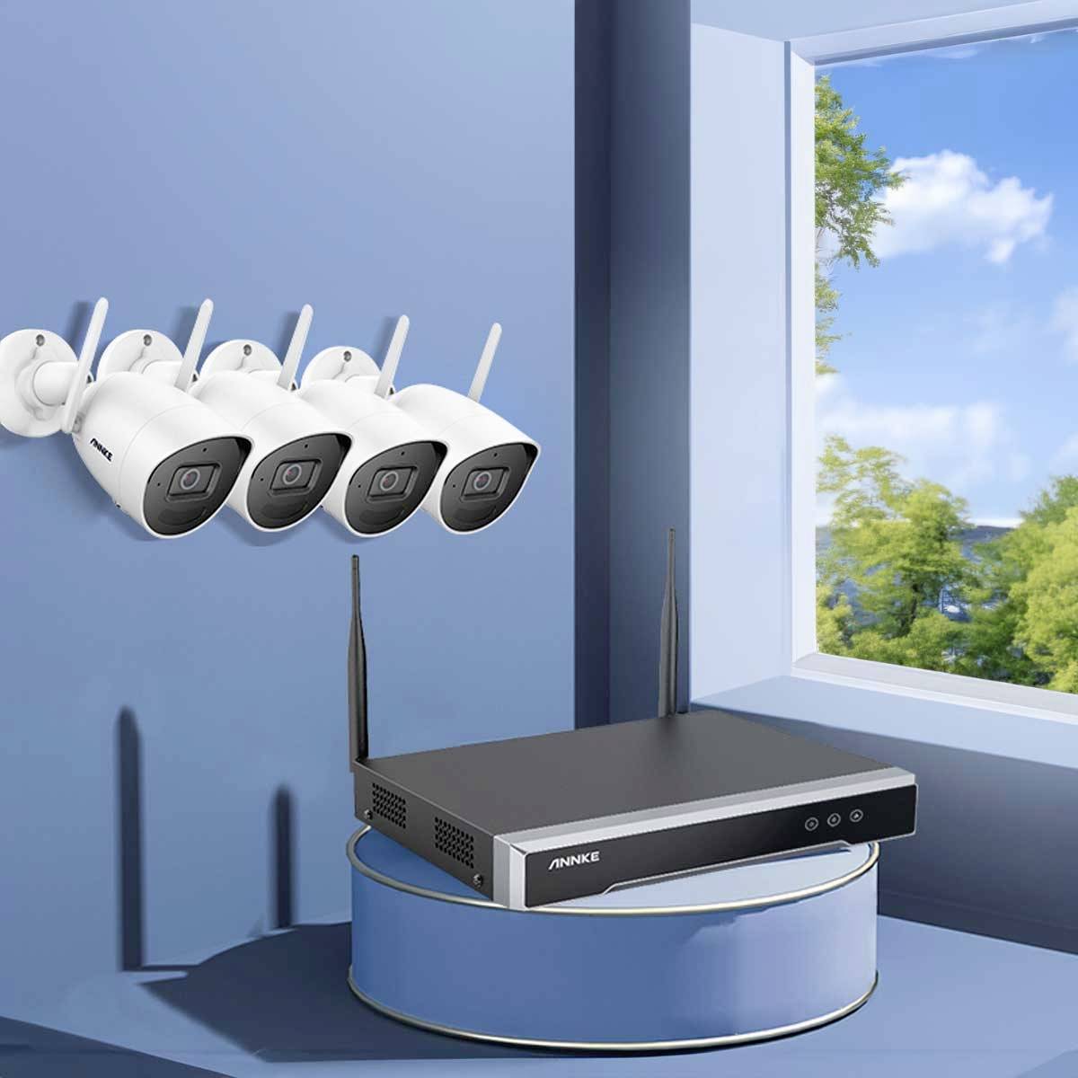 Annke N48WHS+I51CE*4 WLAN IP-Überwachungskamera-Set 8-Kanal mit 4 Kameras 2560 x 1920 Pixel