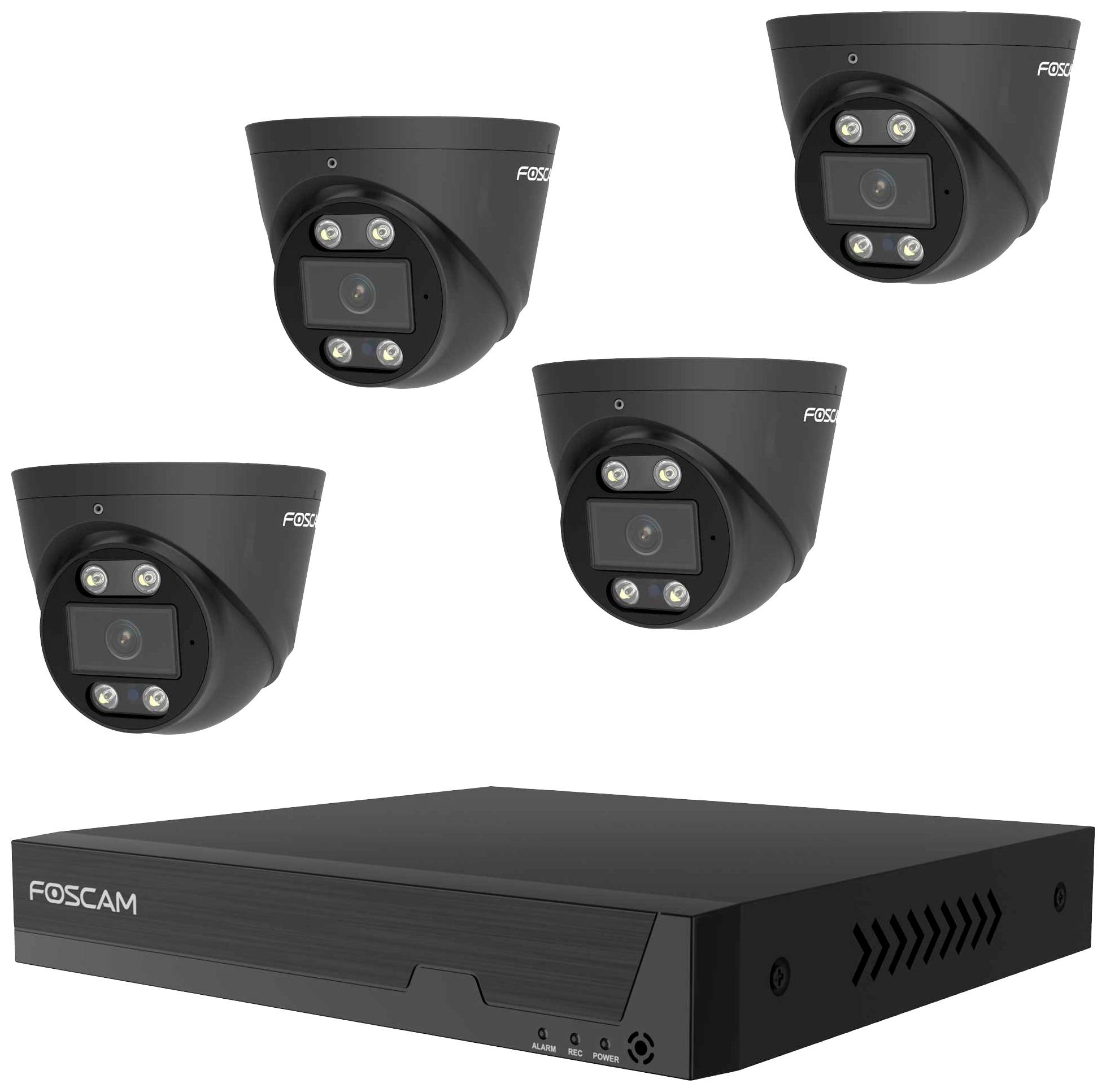 Foscam FN9108E-T4-2T black LAN IP-Überwachungskamera-Set 8-Kanal mit 4 Kameras 3840 x 2160 Pixel