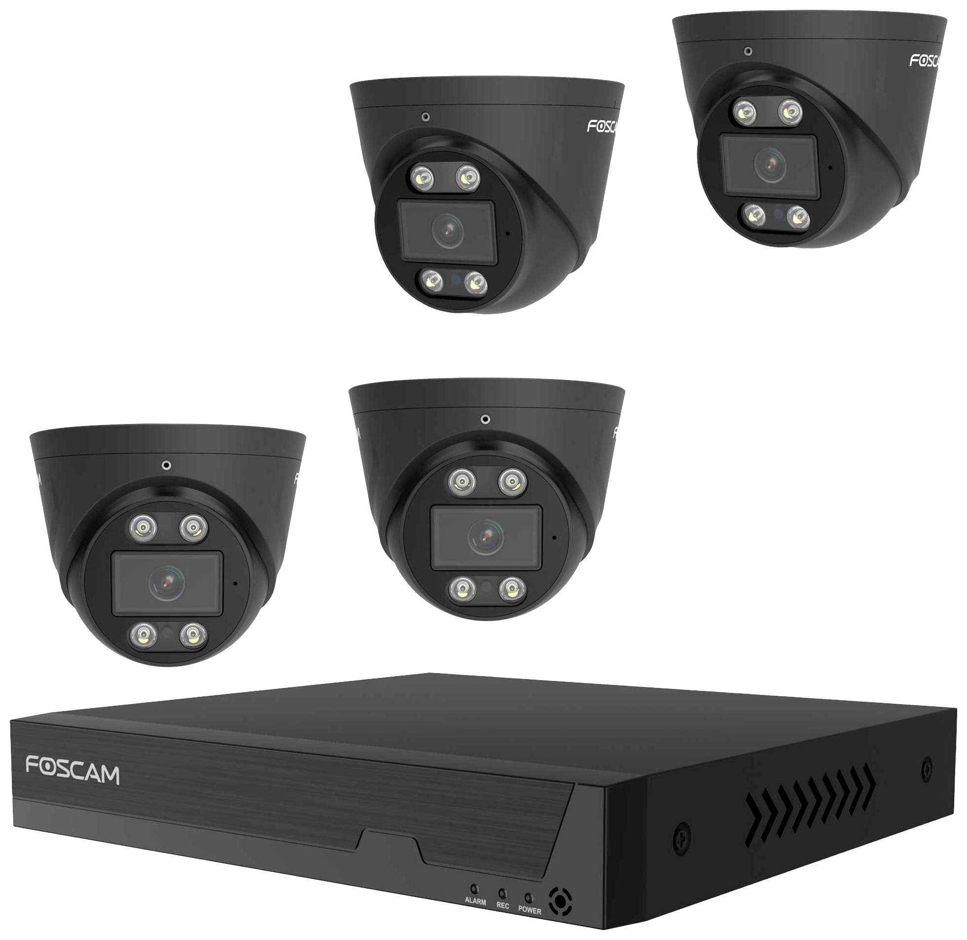 Foscam FNA108E-T4-2T black LAN IP-Überwachungskamera-Set 8-Kanal mit 4 Kameras 3840 x 2160 Pixel