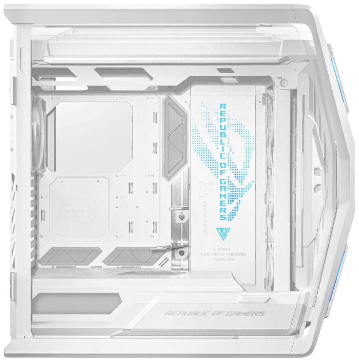 Asus GR701 ROG Hyperion White Midi-Tower Gaming-Gehäuse Weiß 4 vorinstallierte Lüfter, Integrierte Beleuchtung, Staubfilter