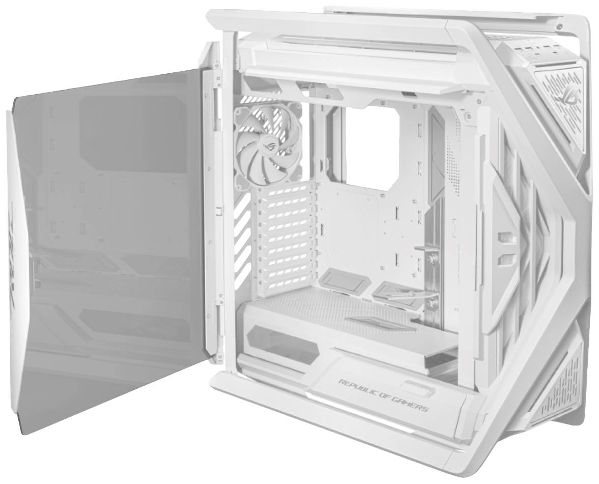 Asus GR701 ROG Hyperion White Midi-Tower Gaming-Gehäuse Weiß 4 vorinstallierte Lüfter, Integrierte Beleuchtung, Staubfilter