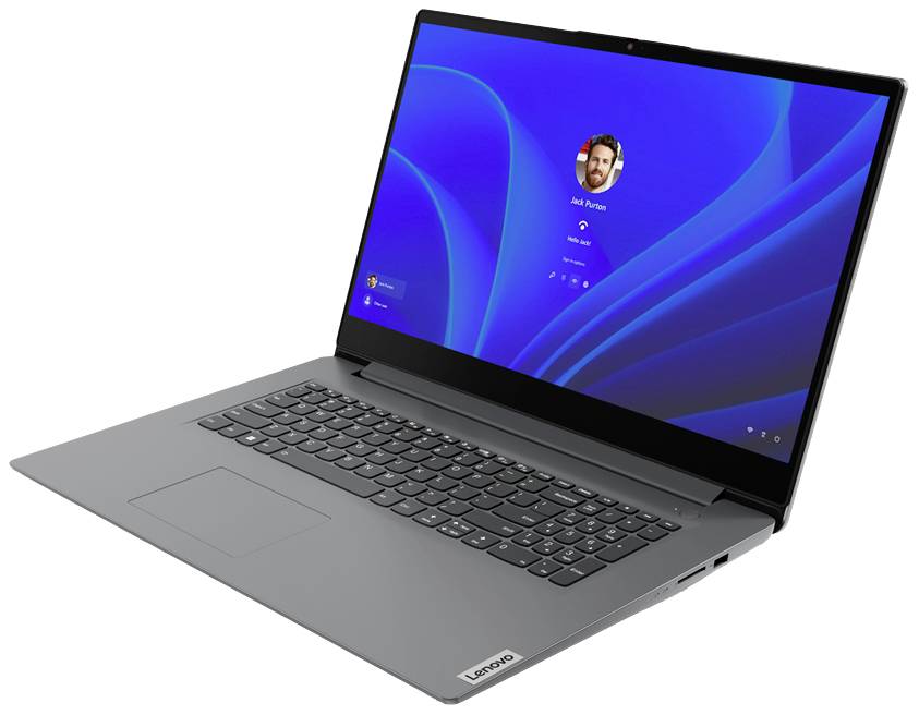 Ein Laptop mit geöffneter Windows-Anmeldeseite. Der Bildschirm zeigt das Profilbild und den Namen eines Benutzers.