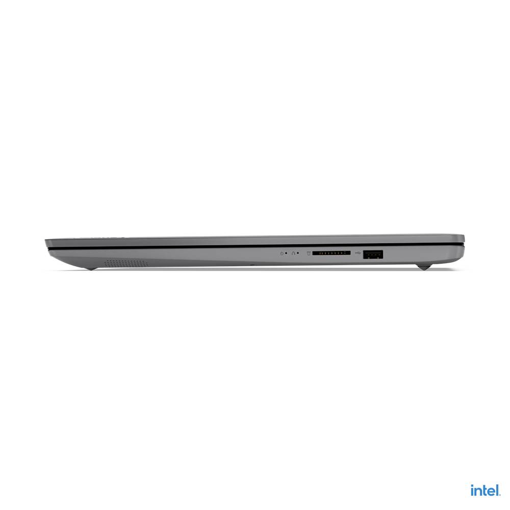 Seitenansicht eines geschlossenen Laptops mit flachem Profil. Am Gehäuse sind mehrere Anschlüsse zu erkennen.