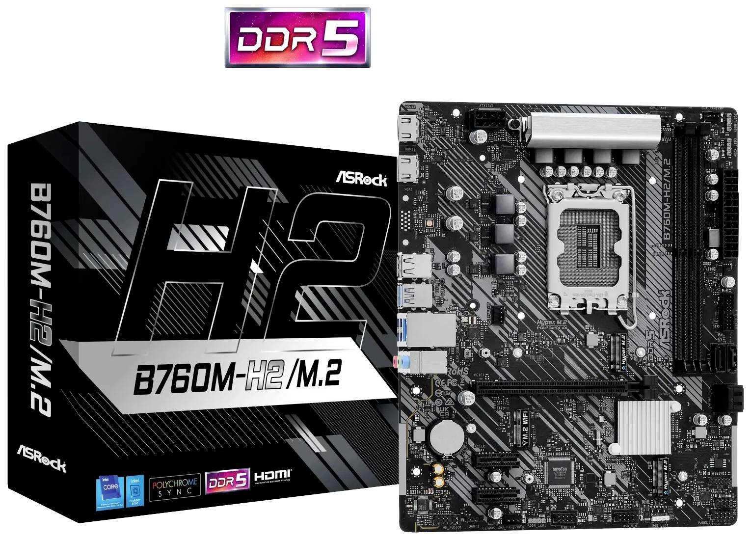 ASRock B760M-H2/M.2 Mainboard Sockel (PC) Intel® LGA 1700 Formfaktor (Details) Micro-ATX Mainboard-Chipsatz Intel® B760