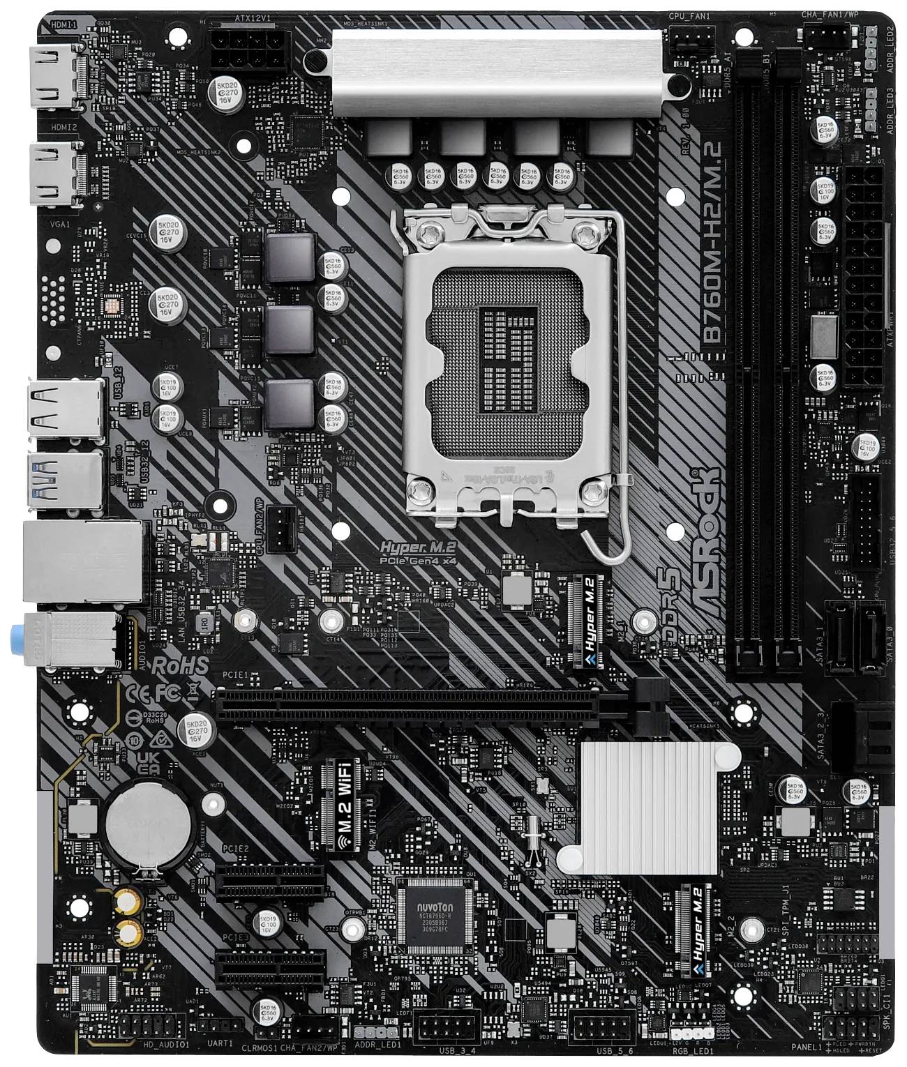 ASRock B760M-H2/M.2 Mainboard Sockel (PC) Intel® LGA 1700 Formfaktor (Details) Micro-ATX Mainboard-Chipsatz Intel® B760