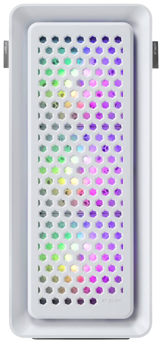 FSP Fortron CUT593P Tower Gaming-Gehäuse Weiß 4 Vorinstallierte LED Lüfter, Staubfilter, Seitenfenster