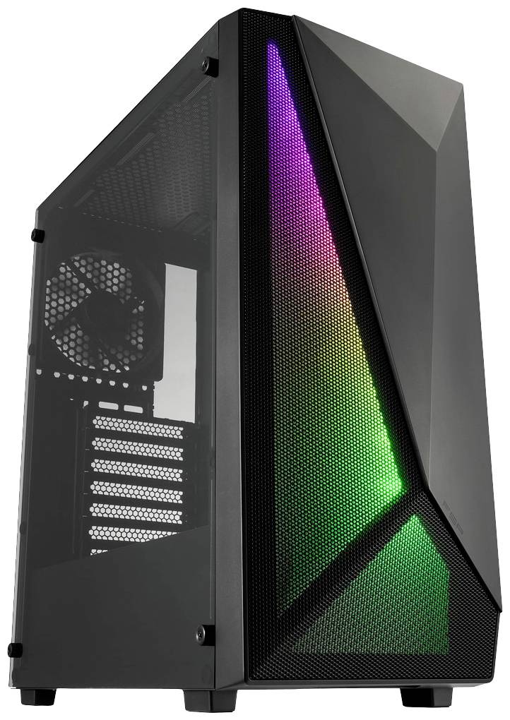 FSP Fortron CMT195A Midi-Tower PC-Gehäuse Schwarz 3 Vorinstallierte LED Lüfter, 1 vorinstallierter Lüfter, Integrierte Beleuchtung