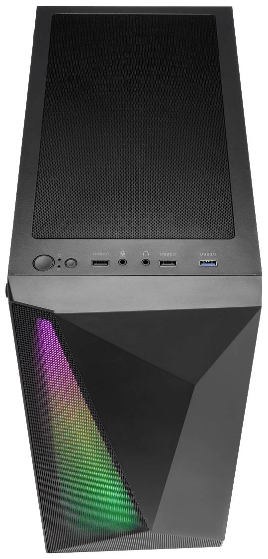 FSP Fortron CMT195A Midi-Tower PC-Gehäuse Schwarz 3 Vorinstallierte LED Lüfter, 1 vorinstallierter Lüfter, Integrierte Beleuchtung