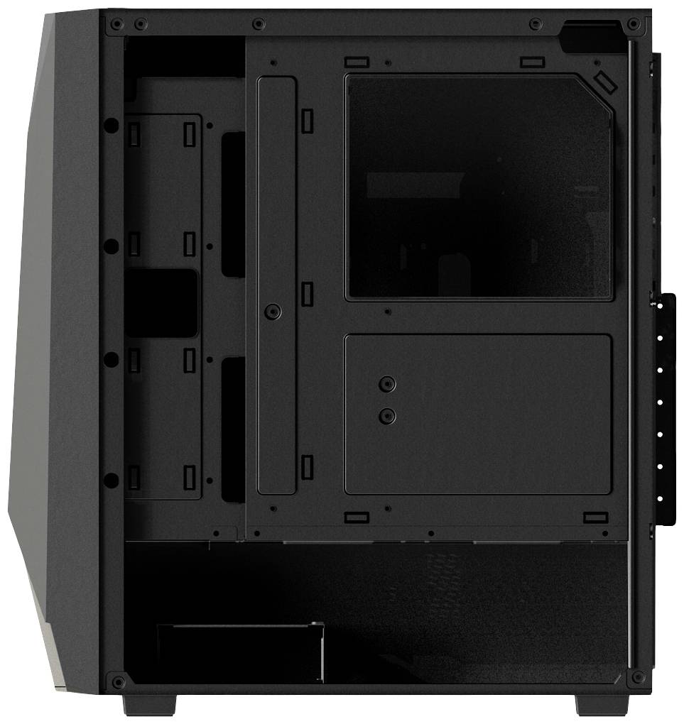 FSP Fortron CMT195A Midi-Tower PC-Gehäuse Schwarz 3 Vorinstallierte LED Lüfter, 1 vorinstallierter Lüfter, Integrierte Beleuchtung