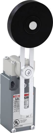 Ein Industrie-Schalter mit großem, rundem Hebel und UL-Logo. Aufschrift 'Made in Italy'.