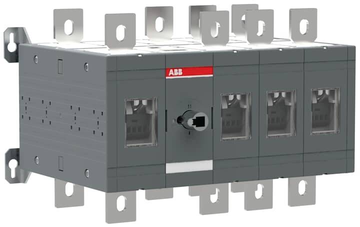 Elektrischer Schalterblock mit mehreren Steckverbindungen, graues Gehäuse, markiert mit einem roten Logo-Aufkleber.