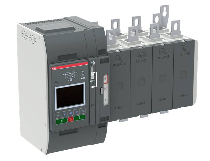 Ein elektrisches Schaltschrankgerät mit digitalem Display und mehreren Anschlüssen, vermutlich für Strommanagement oder -verteilung geeignet.
