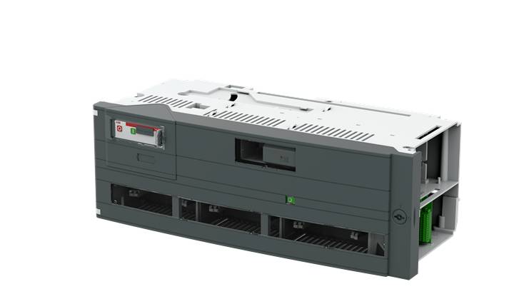 Grau-grünes elektronisches Gerät mit Bedienfeld und Lüftungsschlitzen; hauptsächlich zur Energieverwaltung oder Steuerung verwendet.