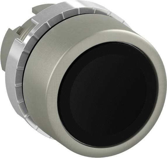 Ein metallener Drehknopf mit einem schwarzen Einsatz, oft in elektronischen Geräten zur Einstellung von Lautstärke oder Optionen verwendet.