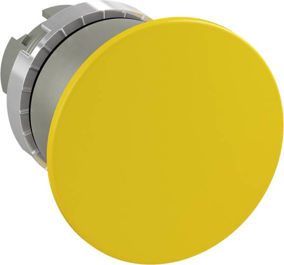 Großer, gelber Not-Aus-Knopf.