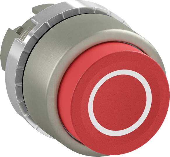 Ein großer roter Not-Aus-Schalter aus Metall, oft verwendet in Maschinen und Anlagen zur schnellen Unterbrechung von Stromkreisen.