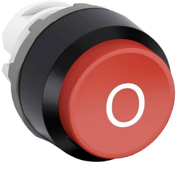 Roter Knopf mit weißem 'O', Symbol für Ausschalten.