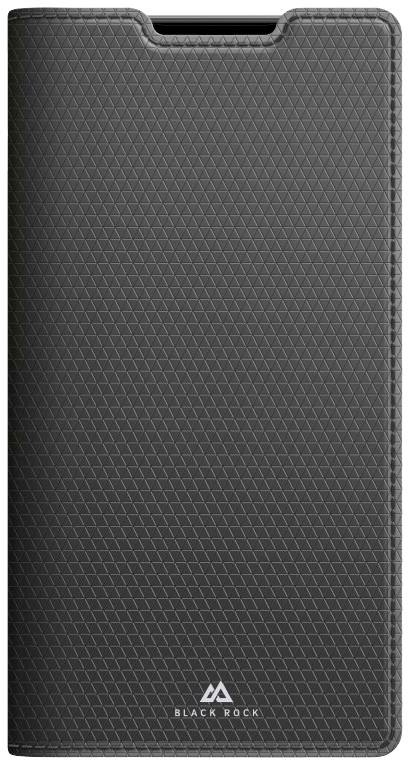 Ein schwarzes Handy-Etui mit einem geometrischen Muster und dem Logo 'Black Rock' unten. Es ist für den Schutz von Smartphones konzipiert.