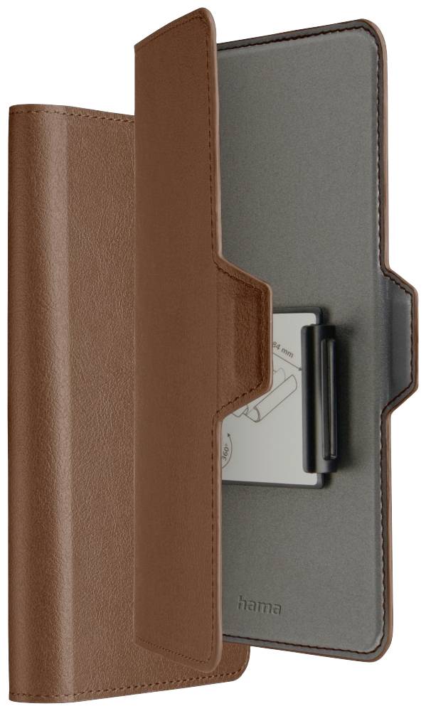 Braune Smartphone-Schutzhülle aus Leder mit interner Halterung, teilweise geöffnet.