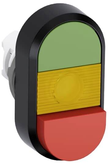 Ampelähnlicher Knopf mit grüner, gelber und roter Anzeige, die jeweils individuellen Betriebszustand signalisiert.