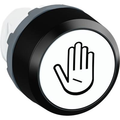 Ein Symbol einer nach vorne zeigenden Hand auf einem schwarzen Hintergrund. Symbolisiert 