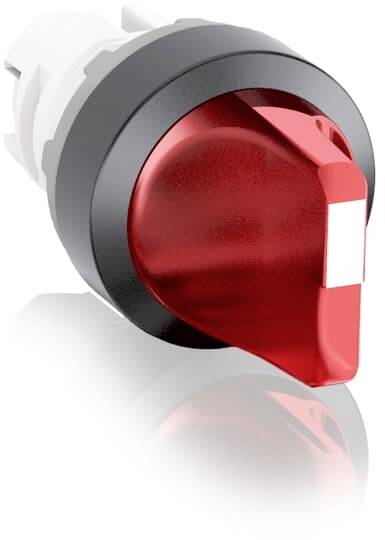 Roter Not-Aus-Schalter in neutraler Position.