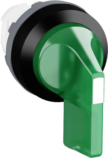 Grüner Hebelschalter, nach links gedreht. Verwenden, um ein elektrisches Gerät ein- oder auszuschalten.