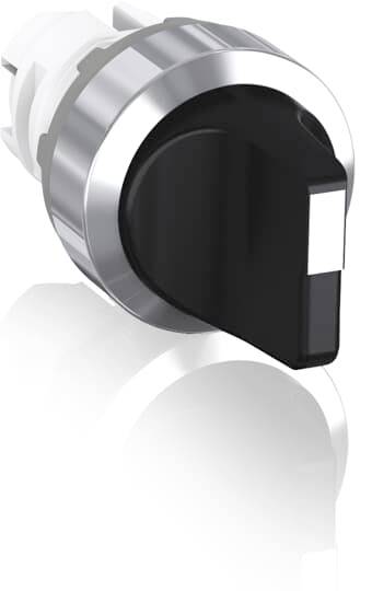 Ein silber-schwarzer Drehknopf mit reflektierender Oberfläche; symbolisiert Bedienungselement oder Steuerungskomponente.