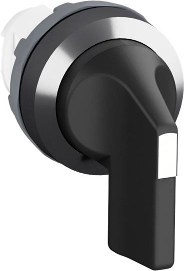 Schwarz-silberner Wasserhahnhebel mit modernem Design, teils glänzend.