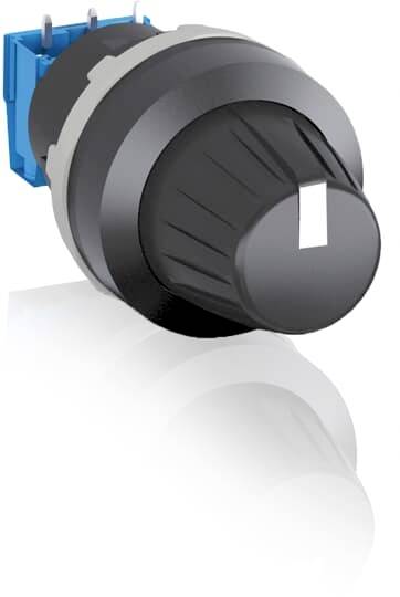 Drehschalter in Schwarz und Blau, geeignet für elektronische Geräte zur Steuerung von Funktionen oder Einstellungen.