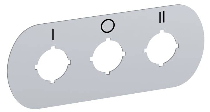Dreifaches Bedienfeld mit runden Öffnungen, gekennzeichnet mit den römischen Zahlen 'I', 'O' und 'II' oberhalb jeder Öffnung.