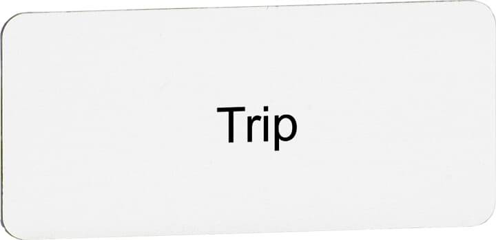 Eine weiße Karte mit dem Wort 'Trip' in der Mitte geschrieben.
