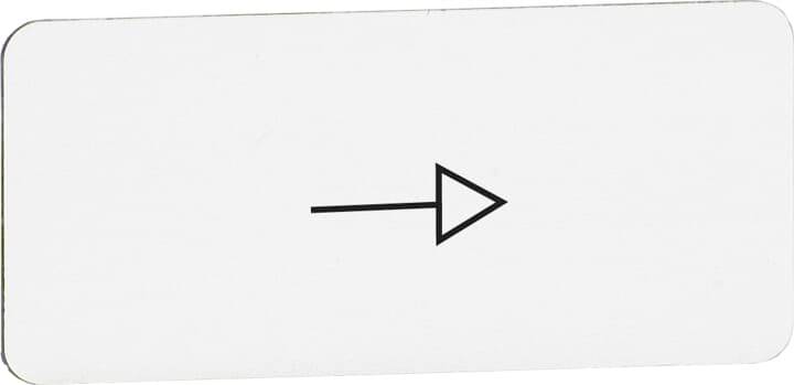 Ein weißes Schild mit einem schwarzen Pfeil, der nach rechts zeigt.