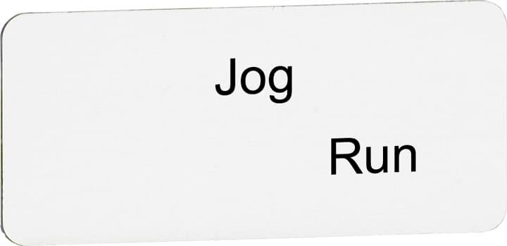 'Jog' und 'Run' stehen auf einem weißen Schild.