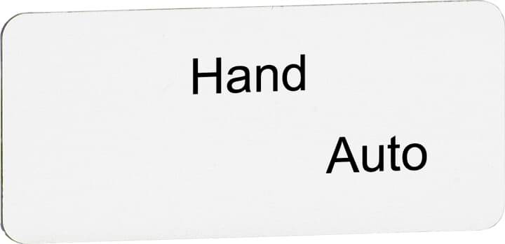Ein Schild mit der Beschriftung 'Hand' und 'Auto' auf weißem Hintergrund.