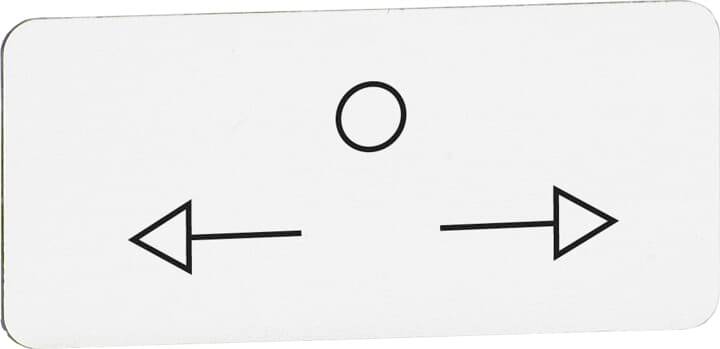 Ein weißes Schild mit einem Kreis in der Mitte. Zwei schwarze Pfeile zeigen nach links und rechts.