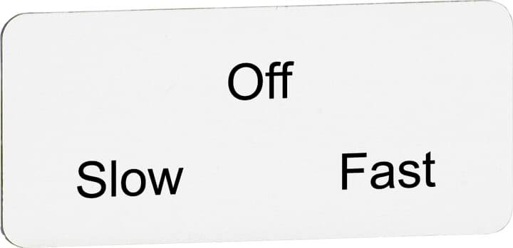 Dreistufiges Schalter-Panel mit Optionen: 'Slow', 'Off', 'Fast'.