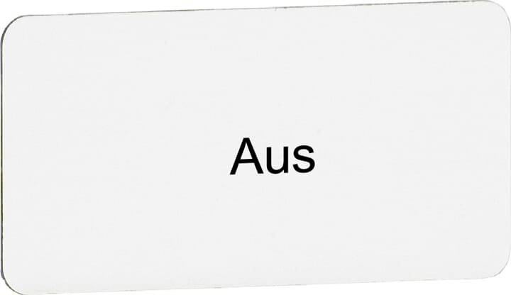 Eine rechteckige Taste mit der Aufschrift 'Aus', möglicherweise ein Schalter oder Knopf, der eine Funktion deaktiviert.