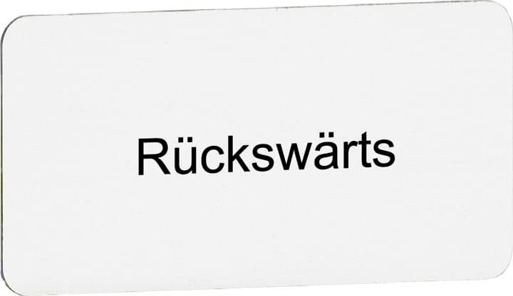 Eine weiße Karte mit dem Wort 'Rückwärts' in der Mitte.