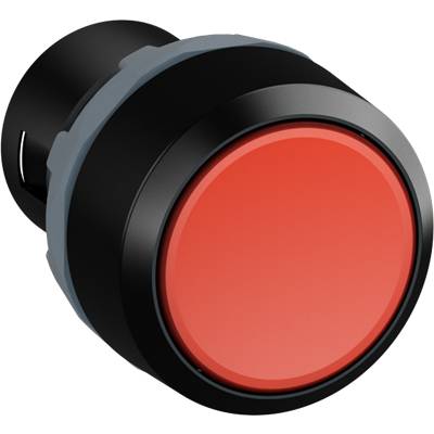 Roter Knopf in Nahaufnahme vor schwarzem Hintergrund. Geeignet für Notfallsituationen oder als Warnsignal in technischen Umgebungen.