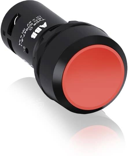 Rote runde LED-Anzeigeleuchte in einem schwarzen Gehäuse. Wird häufig für Maschinen oder Steuerungspulte verwendet.