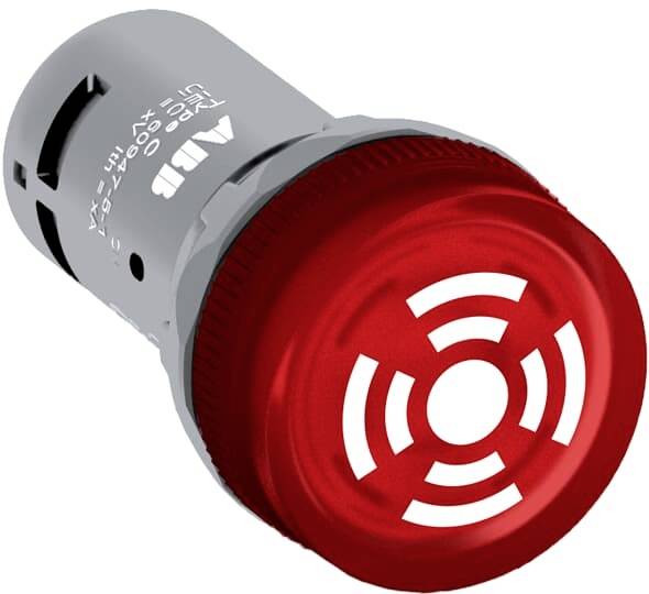 Rote LED-Signallampe mit kreisförmigem Alarmmuster, geeignet für Notfall- und Warnsysteme, montierbar in ein rundes Gehäuse.
