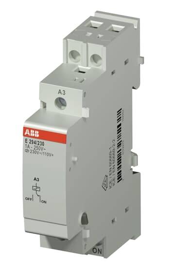 Bild eines ABB Schützes mit der Bezeichnung E 294/230, 1A-250V, für elektrische Schaltungen mit A3, ON/OFF Schalter.