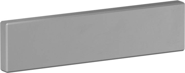 Graue, rechteckige Metallleiste mit glatter Oberfläche.