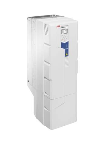 Ein vertikaler, grauer Schaltschrank mit integriertem Display und Bedienelementen.