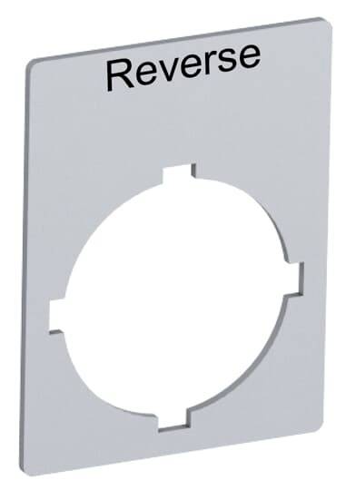 Eine graue Platte mit kreisförmiger Aussparung, bezeichnet als 'Reverse'.