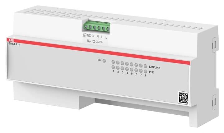 Ein weißes, rechteckiges elektrisches Gerät mit LED-Anzeigen und Anschlüssen an der Oberseite, geeignet für industrielle Anwendungen.