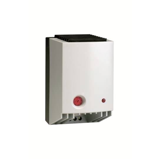 Heizungsthermostat mit weißem Gehäuse und rotem Reglerknopf.