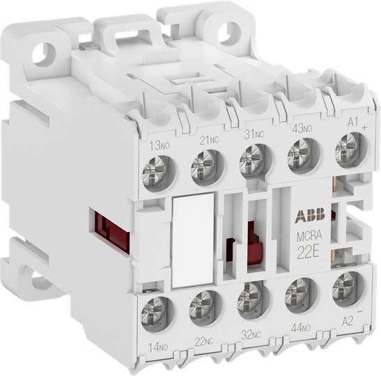 Ein Schütz mit der Bezeichnung 'ABB A9-30-10'. Es zeigt die Anschlüsse und die Modellnummer 'MGRA 22E'. Industrielles Schaltgerät.