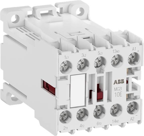 Elektromagnetischer Schütz von ABB, Modell MC2I 10E, mit mehreren Anschlussklemmen, zur Steuerung elektrischer Kreise.